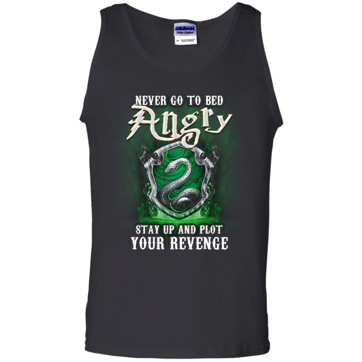 Never Go To Bed Angry Stay Up And Plot Your Revenge Slytherin House Harry Potter Fan Shirt Black S 