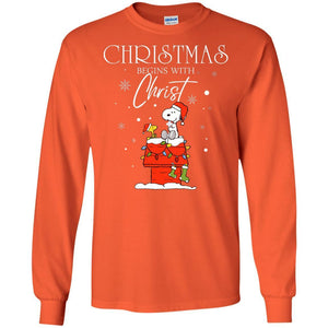 Christmas Begins With Christ Shirt Orange S 