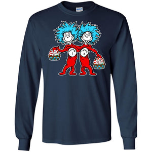 Dr. Seuss Thing 1 Thing 2 Easter Egg T-shirt Navy S 
