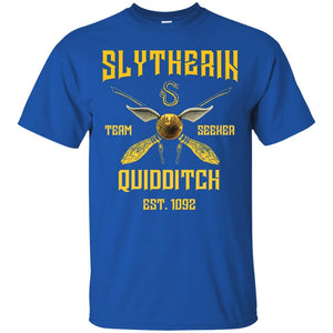 Slytherin Quiddith Team Seeker Est 1092 Harry Potter Shirt Royal S 