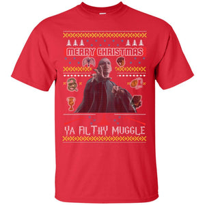 Merry Christmas Ya Filthy Muggle Harry Potter Fan T-shirt Red S 