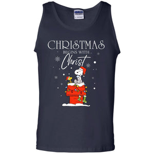 Christmas Begins With Christ Shirt Navy S 