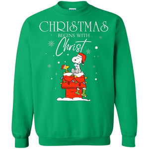 Christmas Begins With Christ Shirt Irish Green S 