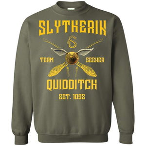 Slytherin Quiddith Team Seeker Est 1092 Harry Potter Shirt Military Green S 