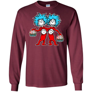 Dr. Seuss Thing 1 Thing 2 Easter Egg T-shirt Maroon S 