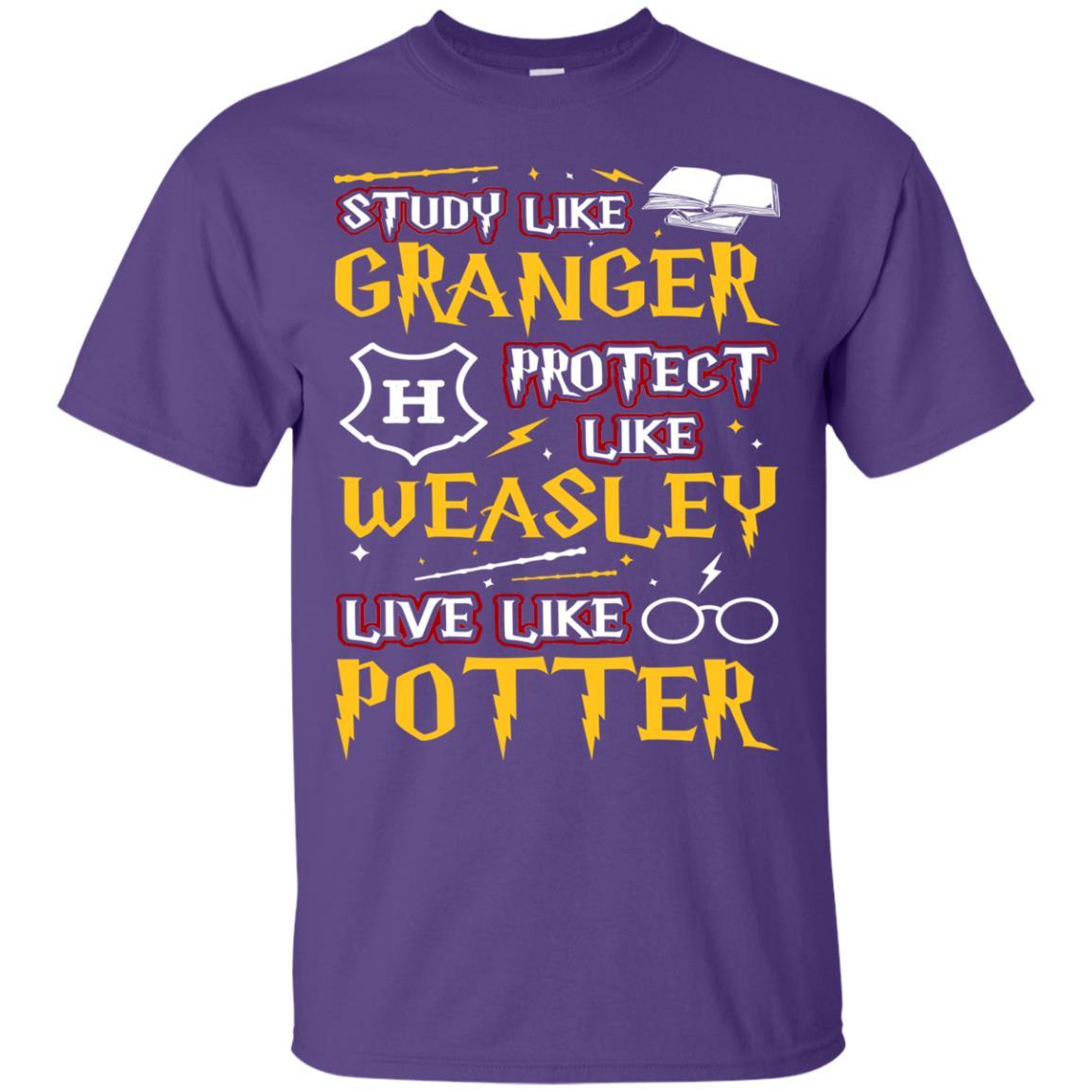 Study Like Granger Protect Like Weasley Live Like Potter Harry Potter Fan T-shirt Purple S 