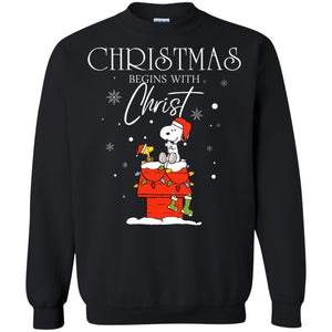 Christmas Begins With Christ Shirt Black S 