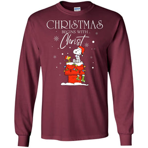 Christmas Begins With Christ Shirt Maroon S 