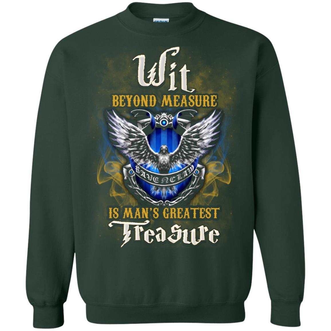 Wit Beyond Measure Is Man's Greatest Treasure Ravenclaw House Harry Potter Fan Shirt Forest Green S 