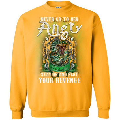 Never Go To Bed Angry Stay Up And Plot Your Revenge Slytherin House Harry Potter Shirt