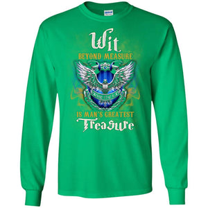 Wit Beyond Measure Is Man's Greatest Treasure Ravenclaw House Harry Potter Fan Shirt Irish Green S 
