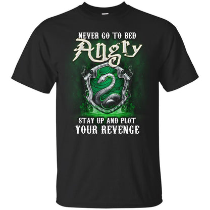 Never Go To Bed Angry Stay Up And Plot Your Revenge Slytherin House Harry Potter Fan Shirt Black S 