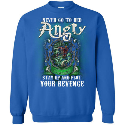 Never Go To Bed Angry Stay Up And Plot Your Revenge Slytherin House Harry Potter Shirt