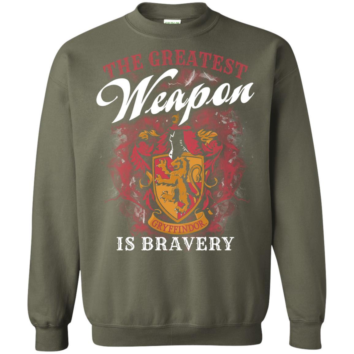 The Greatest Weapon Is Bravery Harry Potter Fan T-shirt Military Green S 