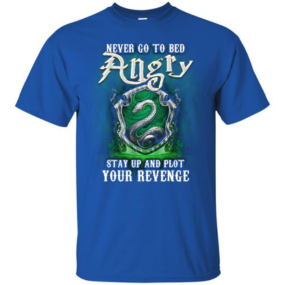 Never Go To Bed Angry Stay Up And Plot Your Revenge Slytherin House Harry Potter Fan Shirt