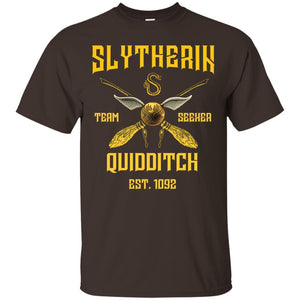 Slytherin Quiddith Team Seeker Est 1092 Harry Potter Shirt Dark Chocolate S 