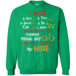 I Have A Diary, A Tiara, A Special Cup, A Pet I Adore And An Obsession Of A Famous Young Boy Harry Potter Fan T-shirt Irish Green S 