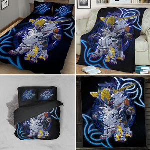 Digimon Gabumon Family 3D Throw Blanket   
