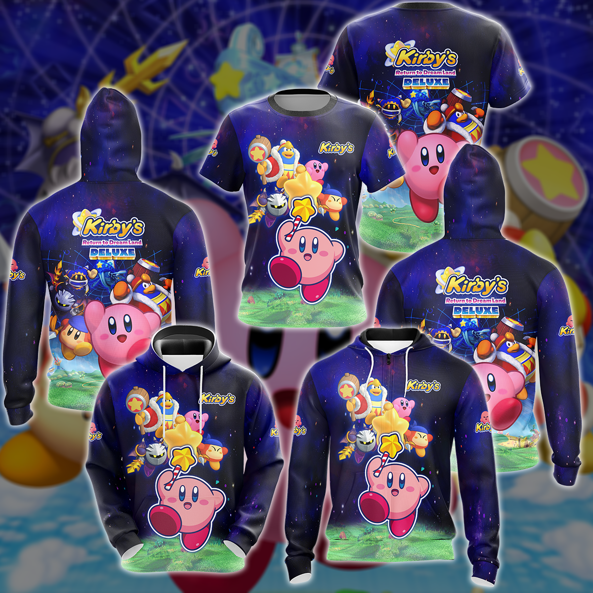 Kirby's Return to Dream Land Deluxe Video Game 3D All Over Printed T-shirt Tank Top Zip Hoodie Pullover Hoodie Hawaiian Shirt Beach Shorts Jogger   