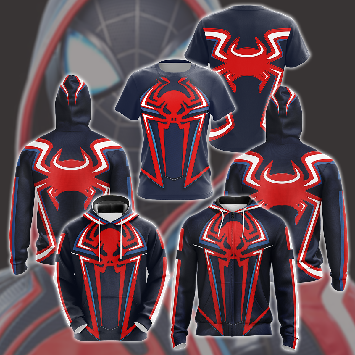 Spider-Man 2 Miles Morales 2099 Suit Cosplay Video Game All Over Printed T-shirt Tank Top Zip Hoodie Pullover Hoodie Hawaiian Shirt Beach Shorts Joggers   