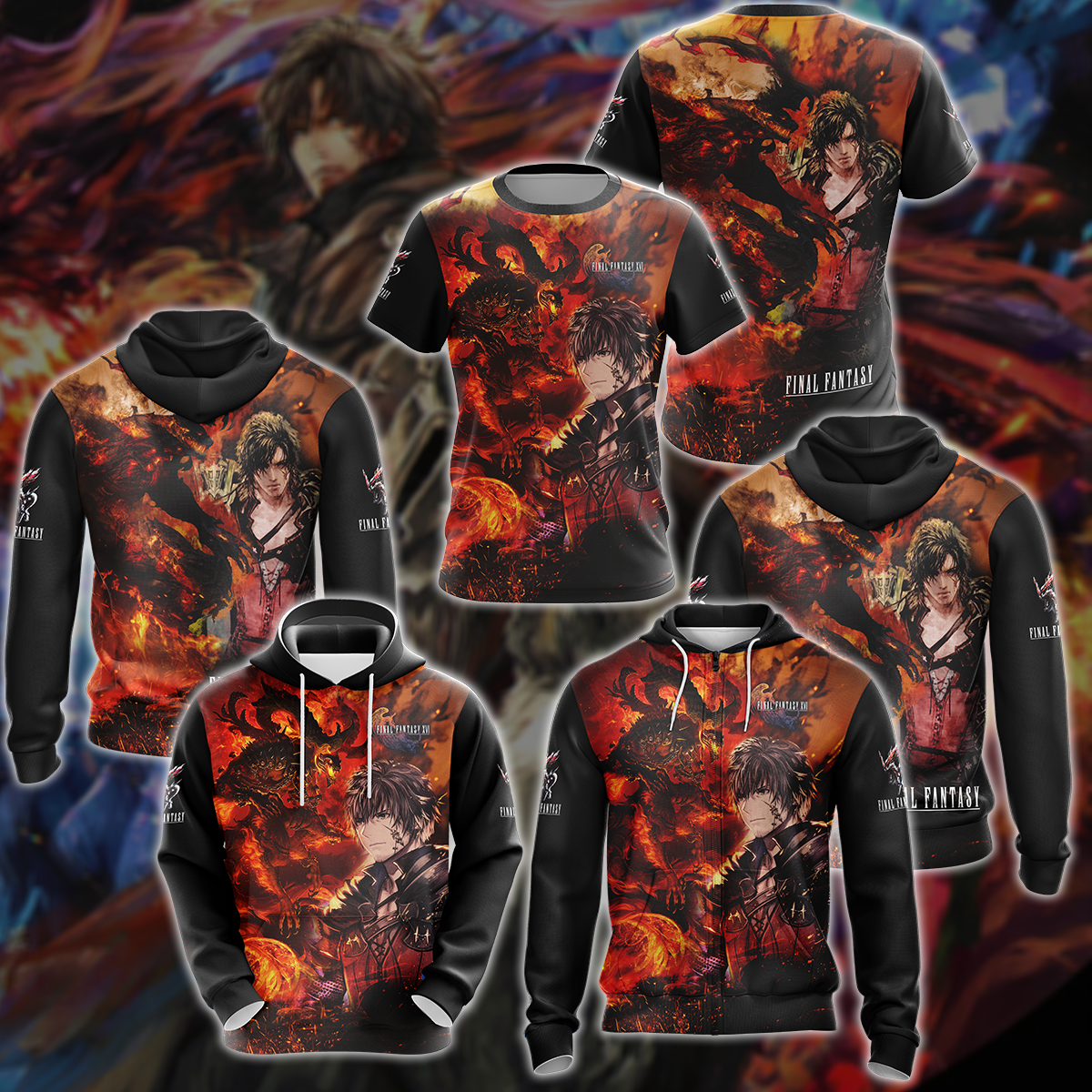 Final Fantasy XVI Video Game 3D All Over Printed T-shirt Tank Top Zip Hoodie Pullover Hoodie Hawaiian Shirt Beach Shorts Jogger   