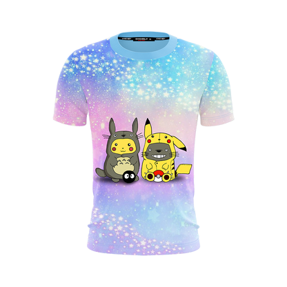 Pikachu Cosplay Totoro & Totoro Cosplay Pikachu Unisex 3D T-shirt   