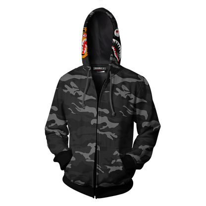 Camo Shark BTS Cheap Moment Zip Up Hoodie   