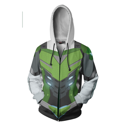 Overwatch Cosplay Genji Sentai Skin Zip Up Hoodie Jacket   