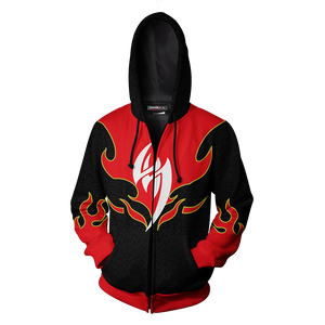 Tekken Jin Kazama Red Flame Cosplay Zip Up Hoodie Jacket   