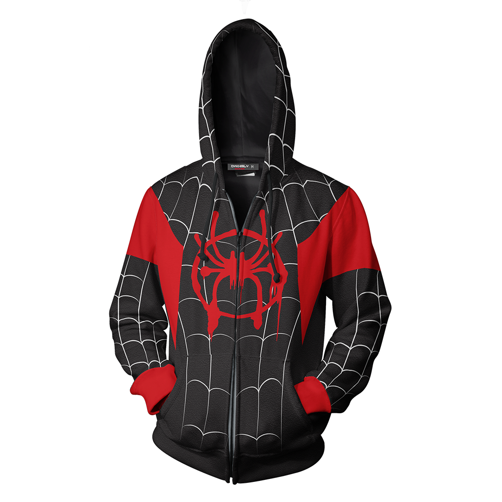 Spider-Man: Into the Spider-Verse Miles Morales Cosplay Zip Up Hoodie Jacket   