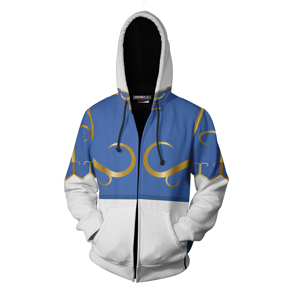 Street Fighter Chun-Li Cosplay Zip Up Hoodie Jacket   