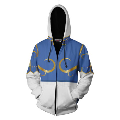 Street Fighter Chun-Li Cosplay Zip Up Hoodie Jacket   