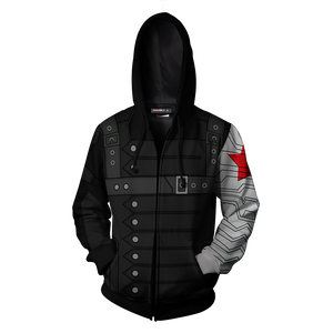 Winter Soldier (Bucky Barnes) Cosplay Zip Up Hoodie Jacket   