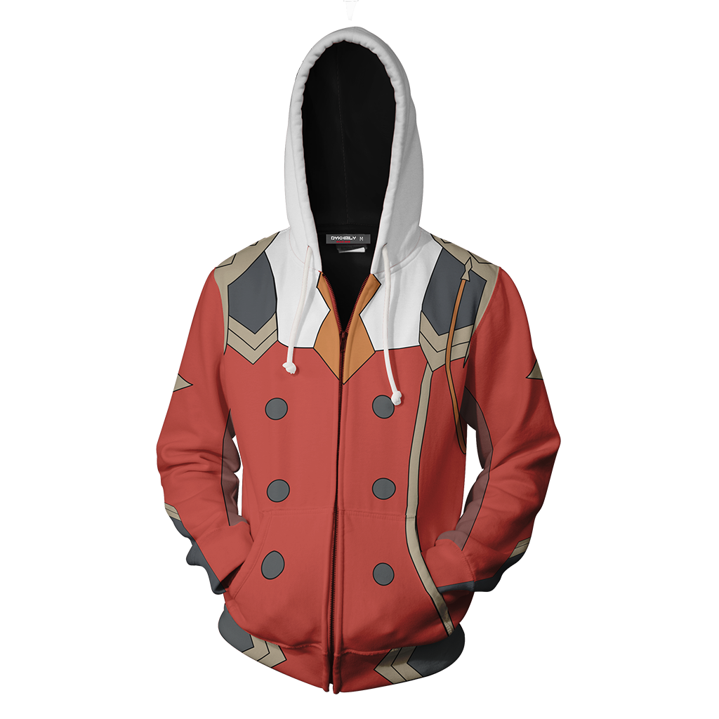 Darling In The FranXX Zero Two Cosplay Zip Up Hoodie Jacket   