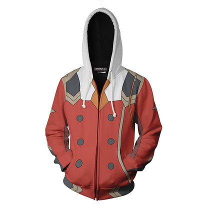 Darling In The FranXX Zero Two Cosplay Zip Up Hoodie Jacket   