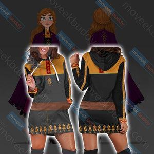 Frozen 2 - Anna Cosplay Version 1 3D Hoodie Dress XS  