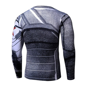 Captain America: The Winter Soldier Bucky Barnes Cosplay Long Sleeve Compression T-shirt   