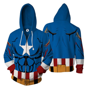 Captain America Comic Cosplay Zip Up Hoodie Jacket XS  