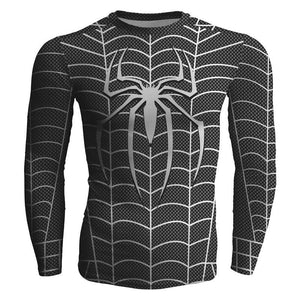 Black Spiderman Cosplay Long Sleeve Compression T-shirt   