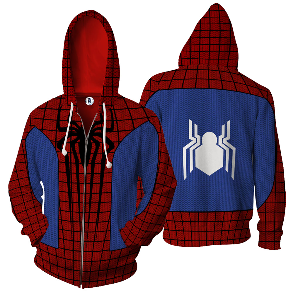 Superhero Spider Man Cosplay Zip Up Hoodie Jacket XS  