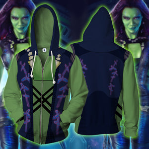 Gamora Cosplay Zip Up Hoodie Jacket XS  