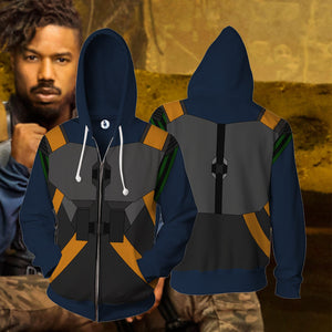 Erik Killmonger Cosplay Zip Up Hoodie Jacket XS  