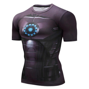 Iron Man Cosplay Short Sleeve Compression T-shirt   
