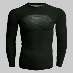 Justice League Henry Cavill Black Superman Cosplay Long Sleeve Compression T-shirt   