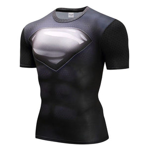 Justice League Henry Cavill Black Superman Cosplay Short Sleeve Compression T-shirt   