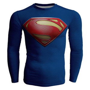 Superman Christopher Reeve Cosplay Long Sleeve Compression T-shirt   