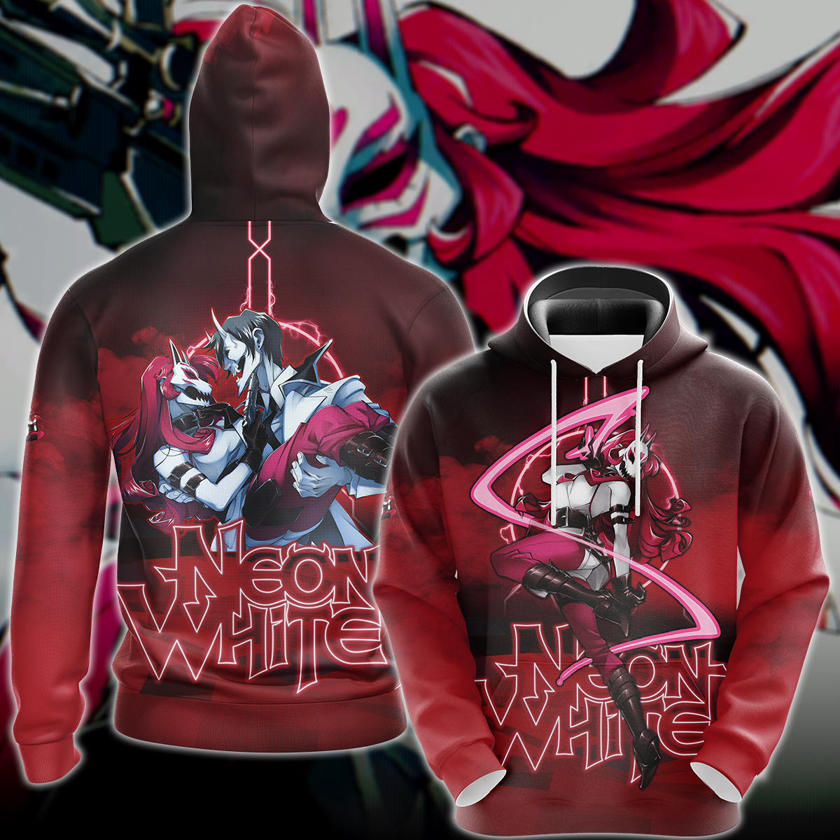 Neon White Video Game 3D All Over Print T-shirt Tank Top Zip Hoodie Pullover Hoodie Hawaiian Shirt Beach Shorts Jogger Hoodie S 