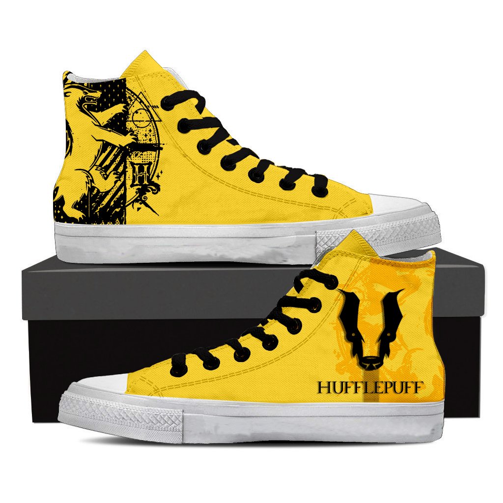 Quidditch Hufflepuff Harry Potter High Top Shoes Men SIZE 36 