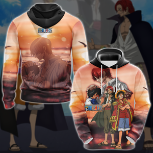 One Piece Luffy x Shanks Anime Manga 3D All Over Print T-shirt Tank Top Zip Hoodie Pullover Hoodie Hawaiian Shirt Beach Shorts Jogger Hoodie S 