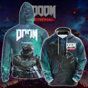 Doom Eternal Video Game All Over Printed T-shirt Tank Top Zip Hoodie Pullover Hoodie Hawaiian Shirt Beach Shorts Joggers Hoodie S 